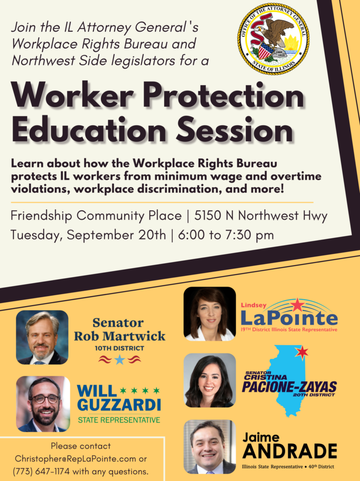 Senator Martwick and Workplace Rights Bureau team up for a Worker Protection Education Session